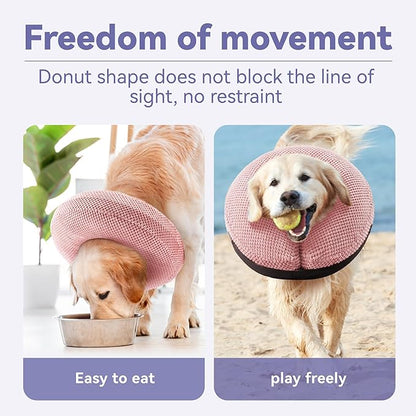 Soft Inflatable Dog Cone Collar for Large Medium Small Dogs Cats After Surgery - Neck Donut, E Collar Alternative for Recovery