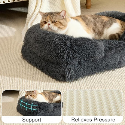 Orthopedic Dog Bed for Cat and Small Dogs of Comfortable Memory Foam Pet Bed with Sides,Fluffy Dog Couch Sofa Bed with Anti-Slip Bottom Dark Grey S