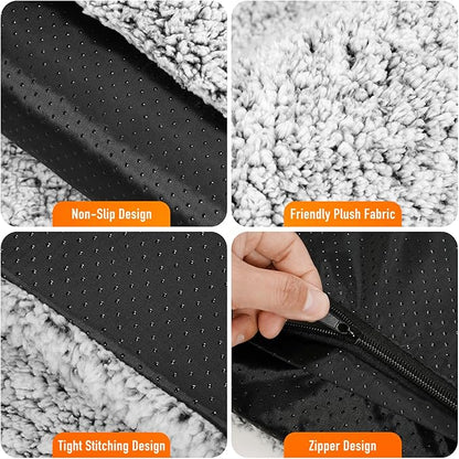 Self Warming Pet Bed for Cats & Dogs, Heated Pet Mat, 2.0 Upgraded Thermal Foil Heating Pad, Plush Self-Heating Bed for Crate, Floor, with Removable Washable Cover, Non-Slip, Gray, 22"x34"