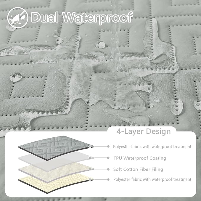 hyha Waterproof Dog Blanket, Soft Dog Bed Cover Pet Blankets, Waterproof Sofa Couch Cover for Dogs Washable, Reversible Pet Couch Covers for Sofa Furniture (68x82 Inch, Grey/Beige)