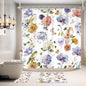 4 PCS Purple Floral Birds Bathroom Set with Shower Curtain and Rugs 72Wx72H Inch Classical Watercolor Non-Slip Bath Rug Toilet Lid Cover and U Shape Mat Accessories 12 Hooks Bathoom Decor