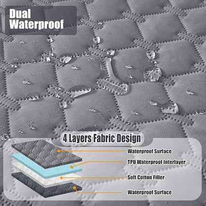 Smiry Waterproof Dog Bed Cover Blanket, Soft Reversible Pet Blanket, Washable Leakproof Cats Dogs Couch Cover for Sofa, Couch, Furniture, Plaid (30x70 Inch, Grey/Dark Grey) (Pack of 2)