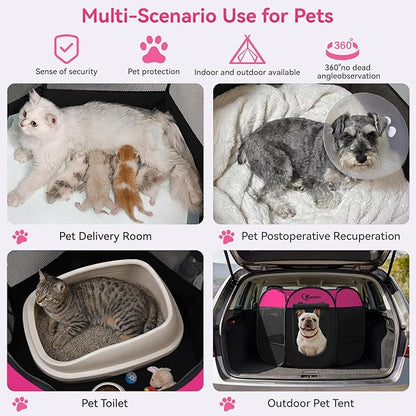 Dog Playpen, Medium Puppy Pet Playpen, Dog Crate Tent Cage Indoor/Outdoor, Portable Pop Up Dogs Kennel Playpen with Carrying Case for Dogs/Cats/Rabbits, Hot Pink