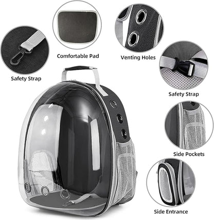 Pet Backpack Carrier,Bubble Backpack Cat Carrier,Pets and Small Dogs,Space Capsule Pet Carrier for Traveling, Walking, Hiking and Outdoor Activities (Black)