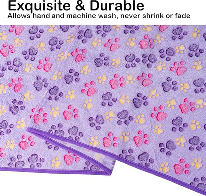 Dono 1 Pack 6 Dog Blankets, Soft Fluffy Fleece Pet Blanket Warm Sleep Mat Paw Print Design Puppy Kitten Throw Blankets Doggy Blanket for Dogs