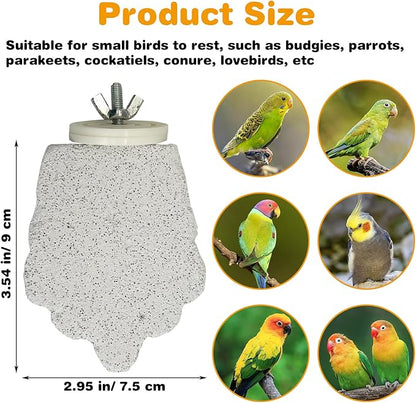 PINVNBY 4 PCS Bird Perches Calcium Parrot Perch Stand Bird Beak Grinding Stone Foot Claws Trimmer Parrot Chewing Toys Bird Cage Accessories for Budgie Cockatiel Conure Lovebird Finch