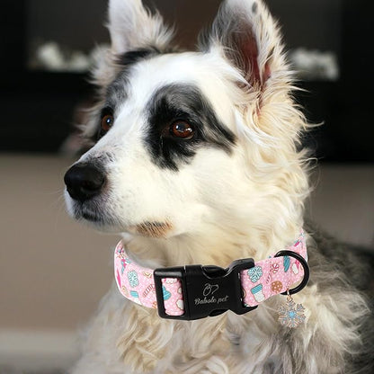 Christmas Dog Collar for Puppy Small Dogs - Cute Snowflake Print Pink Christmas Collars for Dogs, Soft Adjustable Winter Holiday Dog Collars with Quick Release Buckle XS