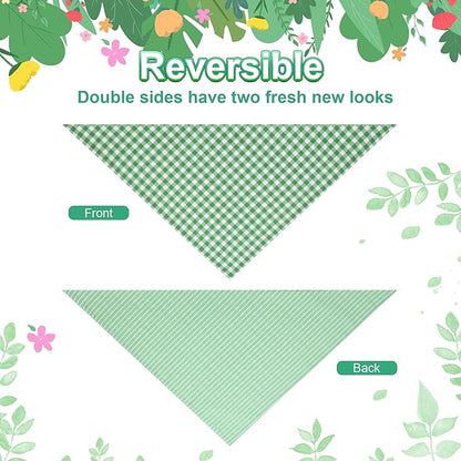Dog Bandana Green XLarge 1PCS, Summer Spring Scarf for Boy and Girl, Durable Triangle Reversible Bibs Handkerchief for Puppy Pet