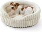 Bedsure ComfyFleece™ Medium Dog Bed, Washable Cute Pet Bed, Super Soft Corduroy Round Cat Bed with Anti-Slip Bottom, 26''x26''x9'', Cream