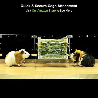 GuineaLoft™ 2-in-1 Hay & Food Feeder for Guinea Pigs, Rabbits & Small Pets – No-Waste Hay Rack with Dual-Compartment Bowl, Easy Cage Mount, Space-Saving Design