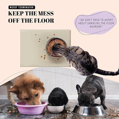 AVERYDAY 100% Waterproof Thicker Silicone Dog Food Mat, 0.63'' Raised Edge Bowl Mat for Food & Water, Non Slip Pet Feeding Placemat for Messy Drinkers, Perfect for Large Medium Small Breeds, 18"x10"