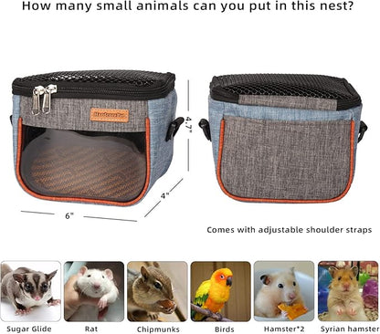 Sugar Glider Carrier Bag, Transparent Breathable Travel Bag for Hamster, Gecko,Baby Hedgehog, Transport Pouch with Breathable Mesh Top (Blue)