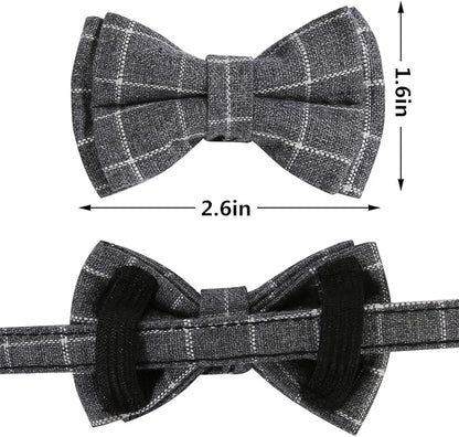 SLSON 2 Pack Breakaway Cat Collar with Bell and Bow Tie Plaid Kitten Collar for Cats and Small Dogs Pets Adjustable from 8-11In, Black and Grey
