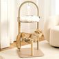 Modern Cat Tree Tower for Indoor Cats up to 12lbs, 34" H Furniture-Style Metal Cat Tower with Scratching Posts, Wood Cat Bed with Soft Plush Cushion Washable, Acrylic Capsule, Cream Beige