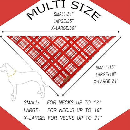 Realeaf Valentine's Day Dog Bandanas 2 Pack, Reversible Red Plaid Heart Dog Scarf for Boy and Girl, Premium Durable Fabric, Holiday Love Bandana for Large and Extra Large Dogs Pets (Small)