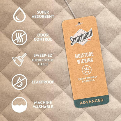 Paw Inspired Waterproof Fitted Cover for Dog Bed | Washable Bed Protector for Dog Mattress | Removable Replacement Cover for Small to Medium Pet Bed (Beige, 34 x 23 x 5 Inch)