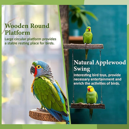 8pcs Bird Perches for Cage, Natural Wood Bird Perch for Parakeet/Cockatiel, 9.5“ Medium Bird Cage Stick, Bird Branches for Cages, Birdcage Accessories for Parrot Conure