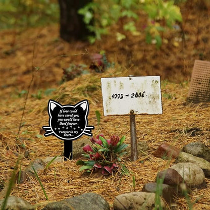 Unittype Pet Grave Marker Memorial Gifts Pet Loss Stake Memorial Plaques for Outdoors Garden Decoration Waterproof Acrylic Grave Marker Cemetery Black Sympathy Garden Stake(Cat)