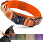 2026 Upgrade Waterproof AirTag Dog Collar, Military Tactical Dog Collar with AirTag Holder, Comfortable Control Handle and Metal Buckle, GPS Dog Collar Holder for Medium to Large Dogs (Orange, XL)