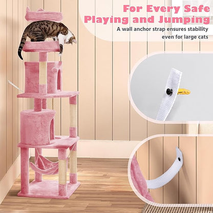 Topeakmart 70.5in Cat Tree, Cat Furniture with 2 Condos & 2 Foam-Padded Perches & Scratching Post & Fur Ball, Cat Tower for Indoor Cats