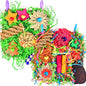 KATUMO Bird Toys - Parrot Grass Mat Foraging Wall Toys Shredder for Cockatiel, Conure, Lovebird, Budgie, Parakeet - Small Medium Birds