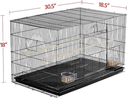 Yaheetech 30‘’ Flight Bird Cage Stackable Design for Small and Medium Birds with Slide Out Tray and Bottom Grate Budgies Cockatiels Lovebirds Canaries Parakeet Cage