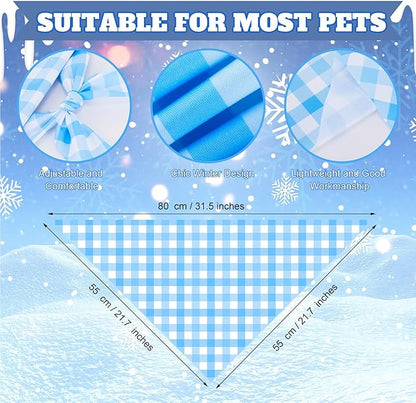 Abbylike 50 Pcs Plaid Dog Bandanas Bulk Blue Checkered Bandanas for Dogs Triangle Kerchief Bibs Scarf Set for Pet Holiday Costume Photo Props Accessories Pet Shops (31.5 x 21.7 x 21.7 Inch)