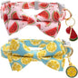 Faygarsle 2 Pack Cute Cat Collar with Bell Breakaway Bowtie for Male Female Cats Soft Fancy Pink Yellow Watermelon Lemon Pattern Spring Summer Cat Collar for Boy Girl Cats