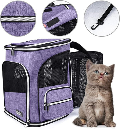 BAGLHER Expandable Pet Carrier Backpack，Pet Backpack for Small Cats Puppies Dogs Bunny, Airline-Approved Ventilate Backpack for Travel, Hiking and Outdoor Use. Purple