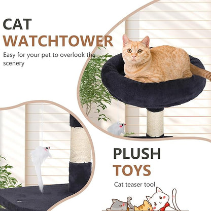 FDW | 36" Cat Tree Tower | Dark Gray | Multi-Level Indoor Activity Center with Sisal Scratching Posts, Condos, Plush Perches, Hanging Cat Toys | Sturdy, Easy to Assemble | for Kittens & Adult Cats
