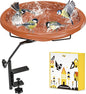 iBorn Bird Bath for Outside,Deck Mounted Bird Bath 12in，Birds Baths for Outdoors with Adjustable Clamp 3.2in，BPA-Free Bowl，360°Swivel & Adjustable Height Bracket，Detachable Birds Baths, Pack of 1