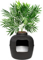 Good Pet Stuff Hidden Litter Box Planter, Decorative Cat Litter Enclosure with Carbon Filter, Artificial Plant, Easy Clean, Indoor Design, Original Round Style, Essentials Kit, Black Suede
