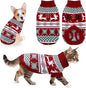Cat Dog Christmas Sweater Pet Winter Warm Coat Pajamas Small Dog Sweaters Reindeer Snowflake Christmas Sweater for Large Cats Small Dogs (Reindeer, L)