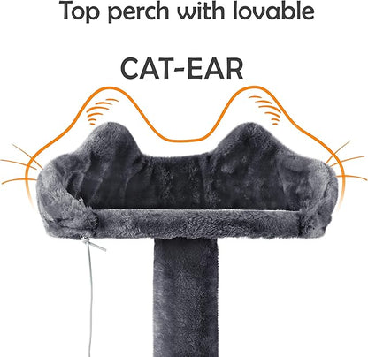 Yaheetech 62in Cat Tree Cat Tower for Indoor Kitty, Pet Furniture w/Double Condo, Scratching Posts, Multiple Platforms and Balls for Kittens, Dark Gray