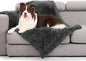 gogobunny Waterproof Dog Blanket for Couch & Furniture Protection - Super Soft Reversible Throw for Large Dogs & Cats, Calming Washable Fur & Sherpa Pet Blanket (40x50 Inch, Grey)