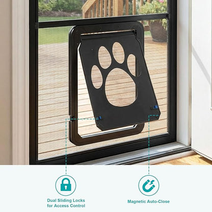 Ownpets Dog Screen Door, Inside Door Flap 12x14x0.4 Inch, Lockable Pet Screen Door, Magnetic Self-Closing Screen Door with Locking Function, Sturdy Screen Door for Dogs Cats