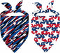 4th of July Dog Bandanas, 2PCS American Flag Patriotic Scarf, Independence Holiday Bandana,Premium Durable Triangle Reversible USA Bandana for Large Dogs