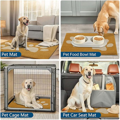 Buganda Dog Door Mat for Muddy Paws, Absorbent Dirt Trapper Washable Indoor Doormats, Non Slip Low-Profile Mud Mat for Dogs, Front Entrance Doormat for Inside Floor (30x20 Inches, Yellow)