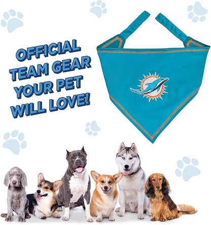 Pets First NFL Miami Dolphins TIE Bandana, Large/X-Large. Dog Bandana Scarf Bib for Pet Cat Dog. The Ultimate Game-Day, Party Bandana