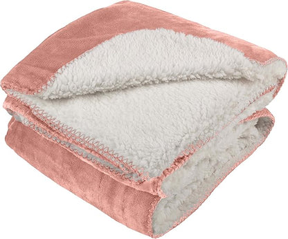 PETMAKER Dog Blanket - 60x70in Reversible Sherpa Blanket - Throw Blankets for Bed, Couch, Crate, or Car - Machine Washable Puppy Essentials (Pink)