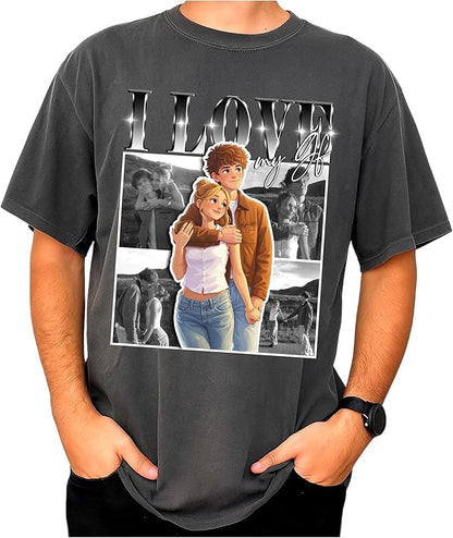 Custom Bootleg Rap Tee, Personalized Girlfriend Vintage Graphic T-Shirt, Photo Shirt, Valentine Birthday Gifts