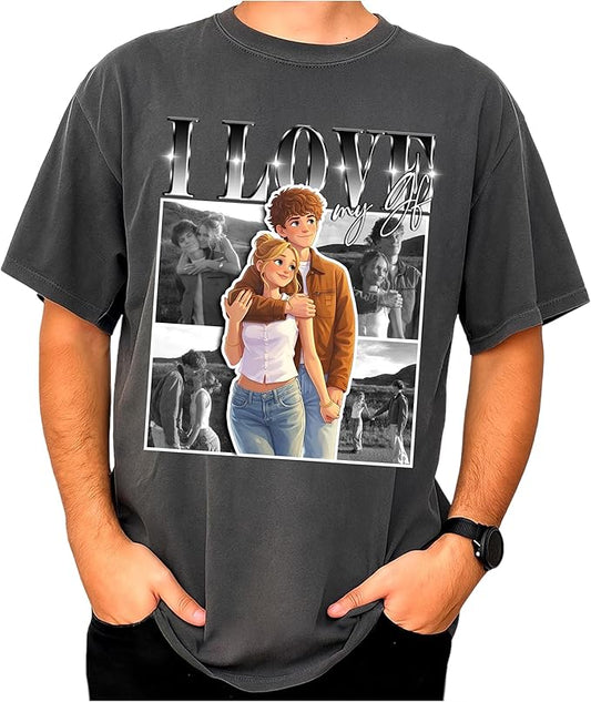 Custom Bootleg Rap Tee, Personalized Girlfriend Vintage Graphic T-Shirt, Photo Shirt, Valentine Birthday Gifts