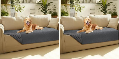 Luciphia 100% Waterproof Couch Cover Blanket for Dogs Anti-Slip Pet Couch Protector Sofa Mat Puppy Cat with Non-Slip Bottom, Grey, 30x70 Inch (Pack of 2)
