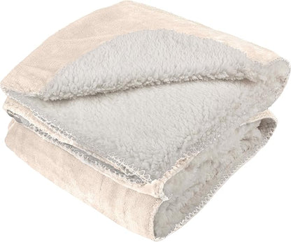 PETMAKER Dog Blanket - 60x80in Reversible Sherpa Blanket - Throw Blankets for Bed, Couch, Crate, or Car - Machine Washable Puppy Essentials (Cream)