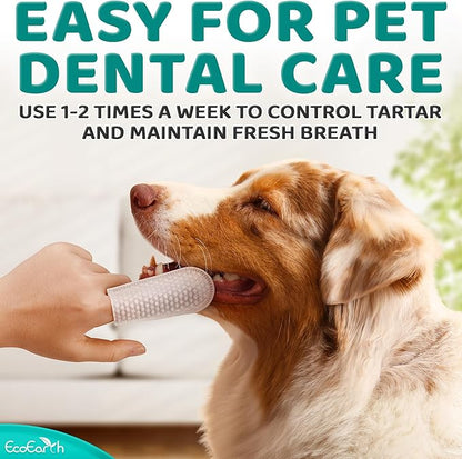 Premium Teeth Cleaning Wipes for Dogs & Cats - 50 Pcs - Pet Dental Care Finger Pads for Fresh Breath & Oral Hygiene - Embossed Pattern & Nano Plastic-Dotting to Remove Plaque & Tartar