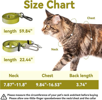 Cat Harness and Leash Set, 3-in-1 Escape Proof Adjustable, Comfortable Soft Lightweight, Safe, Easy to Wear, Walking Travel Kitten Harness for Small Medium Large Cats (Yellow)