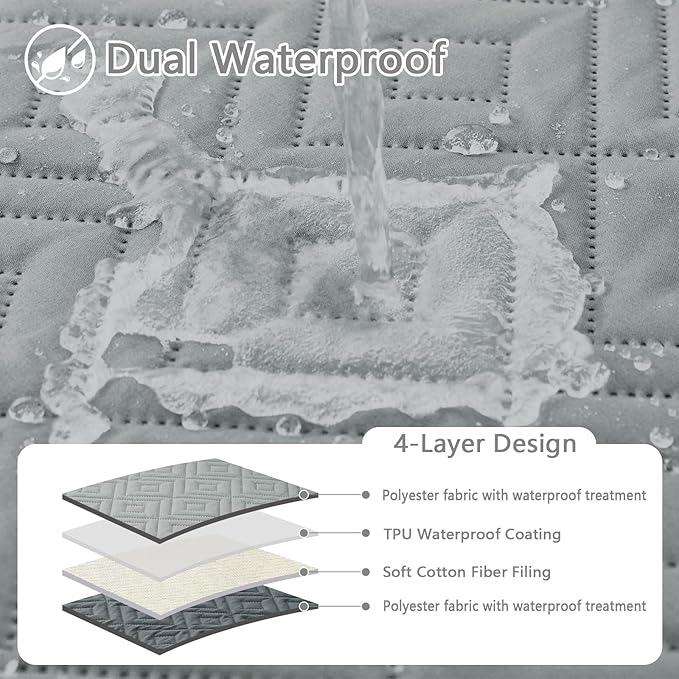 hyha Waterproof Dog Blanket, Soft Dog Bed Cover Pet Blankets, Waterproof Sofa Couch Cover for Dogs Washable, Reversible Pet Couch Covers for Sofa Furniture (40x70 Inch, Grey/Dark Grey)