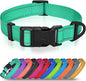 Joytale Reflective Dog Collar, Adjustable Nylon Pet Collar with Quick-Release Buckle for Medium Dogs, Teal, M