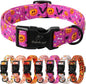 Halloween Dog Collar, Cute Pumpkin Bat Pattern Halloween Purple Puppy Collar, Soft Adjustable Cotton Dog Collars for Small Medium Large Boy&Girl Dogs XS