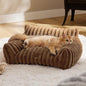 Bedsure ComfyFleece™ Cute Cat Couch for Pets - As Seen on TV on Good Day New York, Fuzzy Cats beds for Indoor Cats with Removable Washable Cover, Supportive Pet Sofa, 24inch, Camel Brown